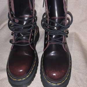 Cherry red Platform combat boots